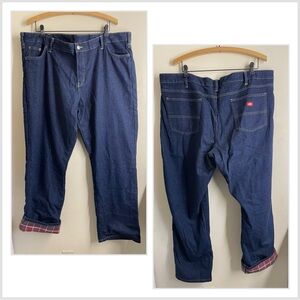 Dickies Flannel Lined Denim Jeans Heavy Cotton Workwear Size 44 Regular